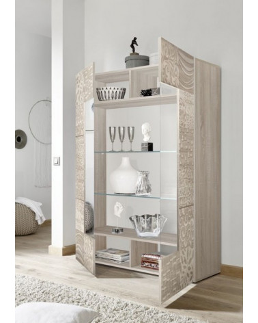 Vitrine 2 portes vitrée MIREL chêne 121 cm