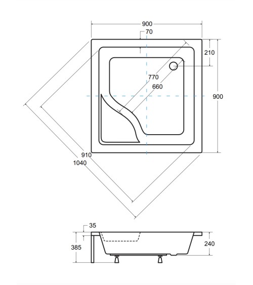 Receveur de douche IGOR carré 80x80 cm et 90x90 cm blanc