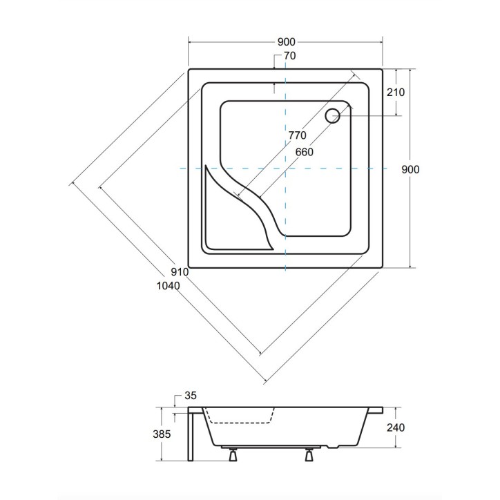 Receveur de douche IGOR carré 80x80 cm et 90x90 cm blanc Receveur de douche IGOR carré 80x80 cm et 90x90 cm blanc