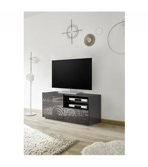 Meuble TV MIREL anthracite 1 porte, 1 tiroir