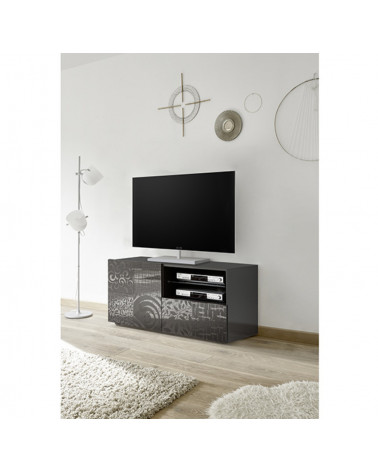 Meuble TV MIREL anthracite 1 porte, 1 tiroir