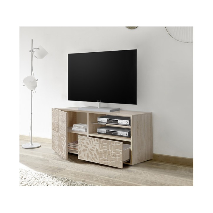Mobile TV in rovere MIREL 1 anta, 1 cassetto 122 cm