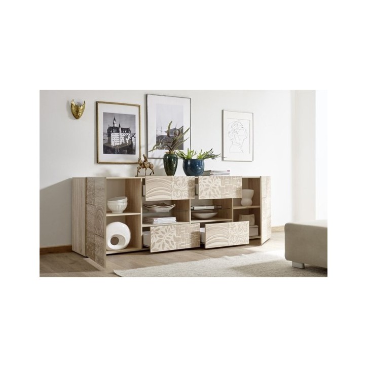 Buffet MIREL chêne 2 portes 4 tiroirs