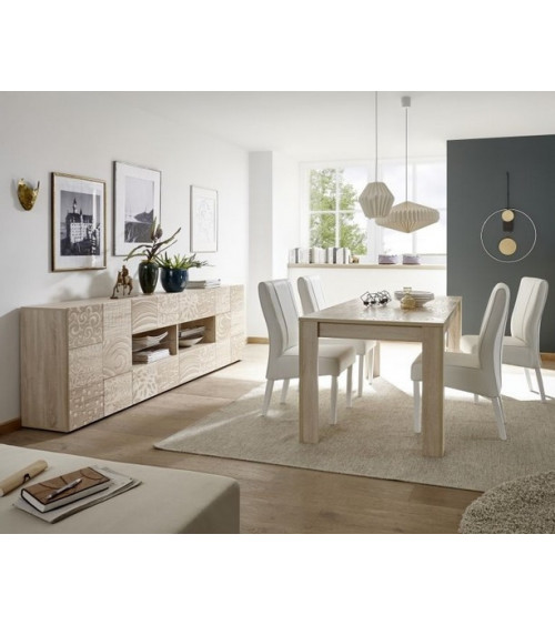 Buffet MIREL chêne 2 portes 4 tiroirs 241 cm
