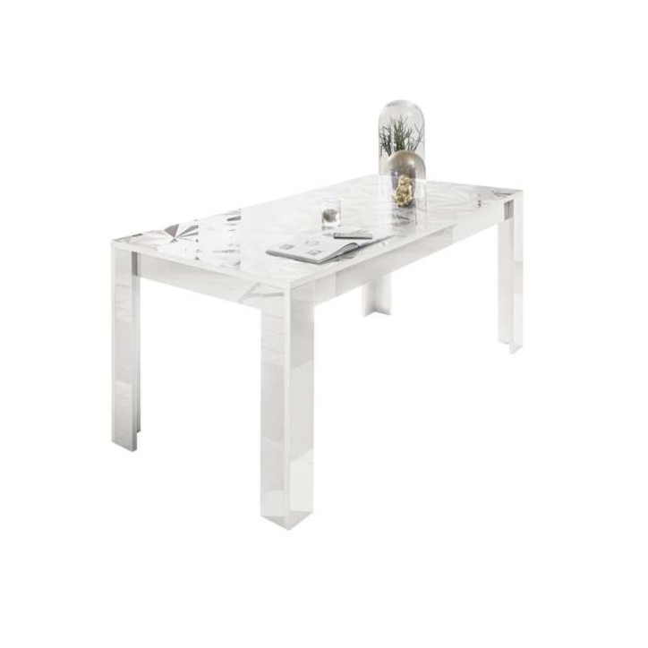 Mesa de comedor elástica LUTHER en blanco 137-185x79x90 cm