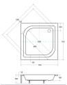 Receveur de douche ARES carré 70x70/80x80/90x90 cm blanc
