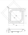 Receveur de douche ARES carré 70x70/80x80/90x90 cm blanc