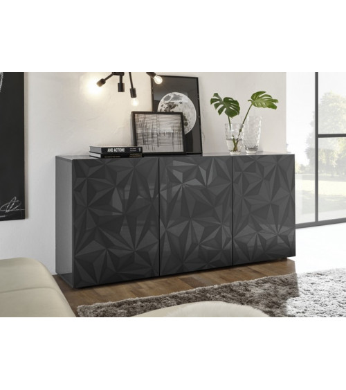 Salle à manger complète LUTHER 3 éléments anthracite
