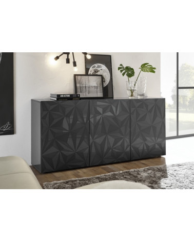 Salle à manger complète LUTHER 3 éléments anthracite