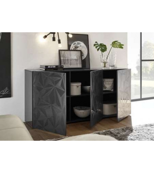 LUTHER Antracite Aparador de 3 portas 181 x 84x 42 cm