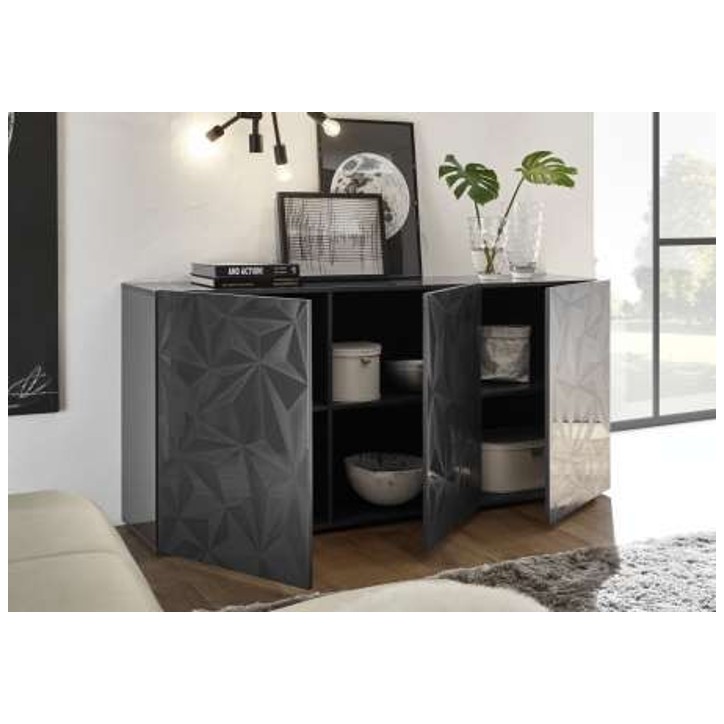 Buffet LUTHER Anthracite 3 portes  181 x 84x 42 cm