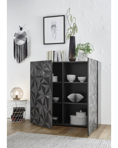 LUTHER 2-deurs highboard in antraciet 121x111 cm