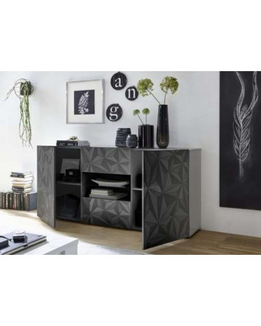 LUTHER Credenza antracite 2 ante 2 cassetti 181x84x42 cm