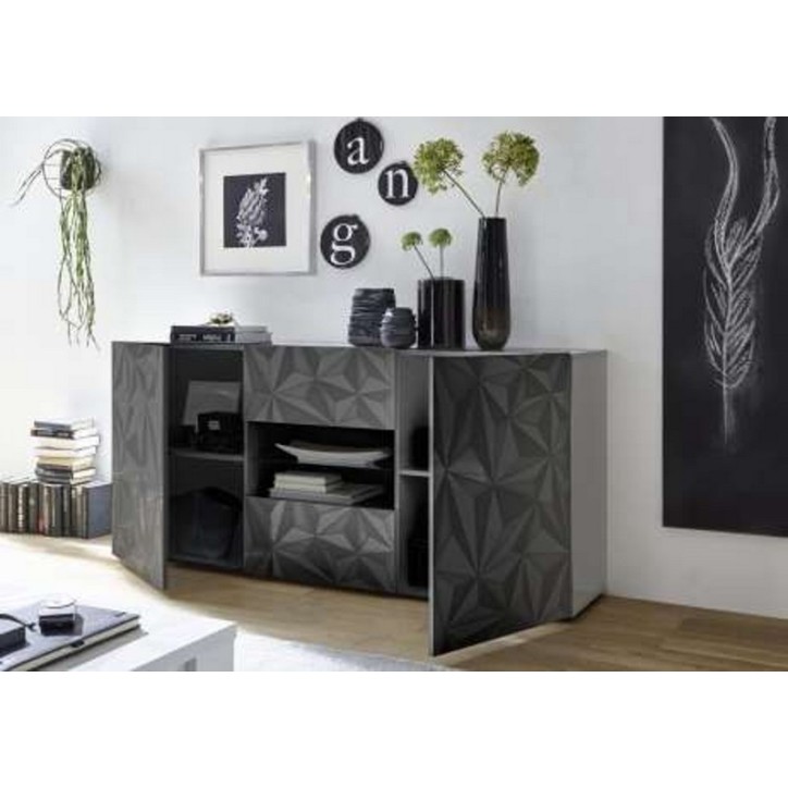 Buffet LUTHER en Anthracite 2 portes 2 tiroirs 181x84x42 cm Buffet LUTHER en Anthracite 2 portes 2 tiroirs 181x84x42 cm