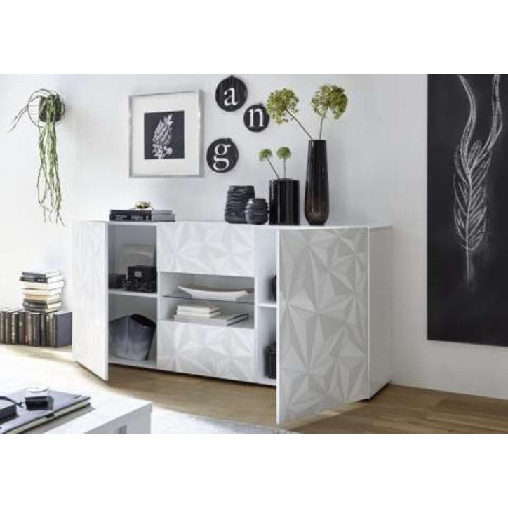 LUTHER wit dressoir 2 deuren 2 laden 181x84x42 cm