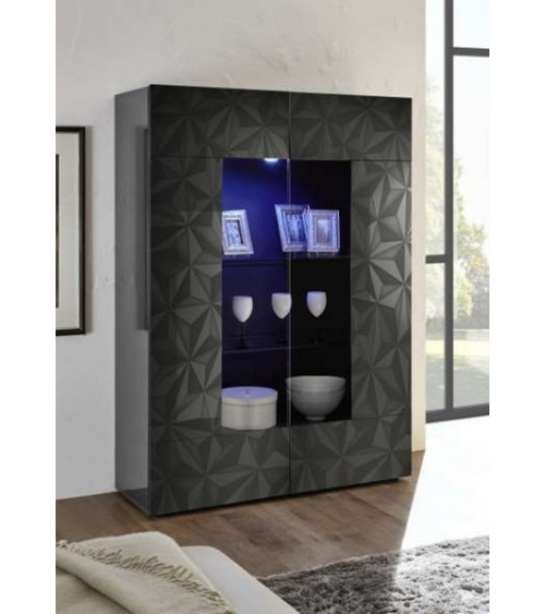 Vitrine 2 portes LUTHER anthracite 121x166 cm