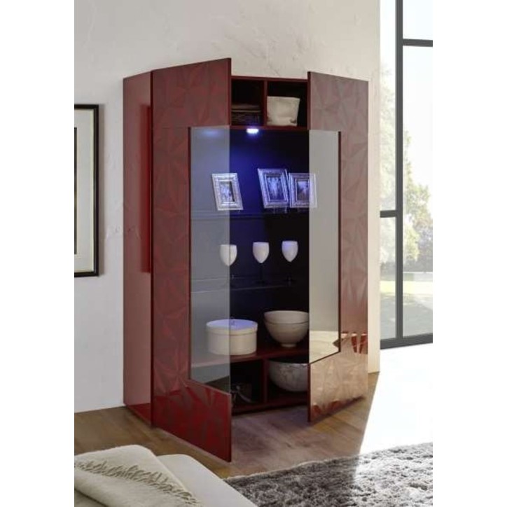 LUTHER 2-deurs vitrinekast, granaatrood 121x166 cm