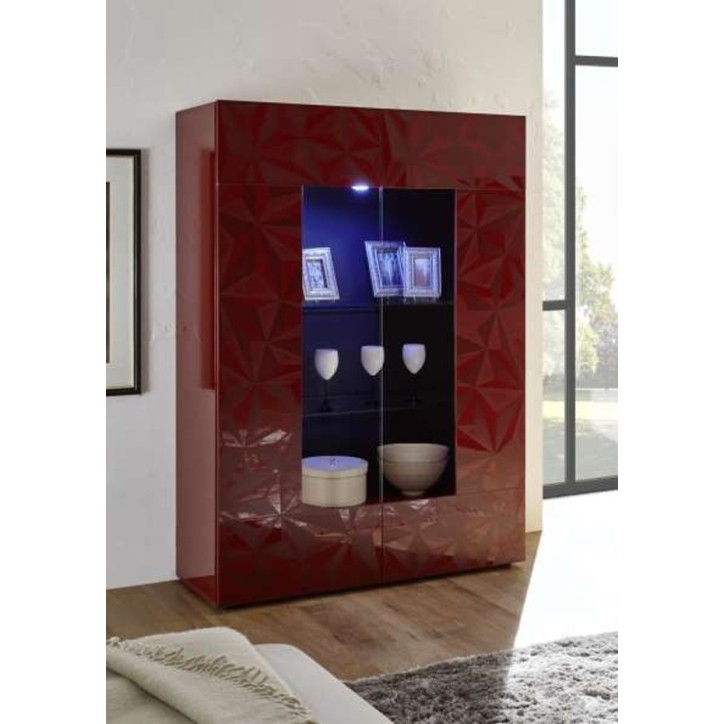Vitrine 2 portes LUTHER grenat 121x166 cm