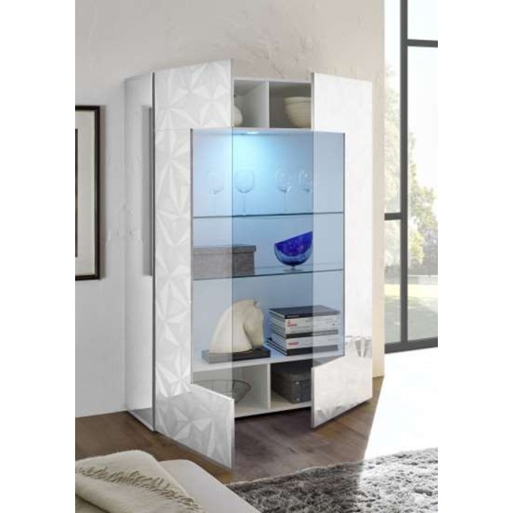 LUTHER 2-deurs vitrinekast in wit 121x166 cm