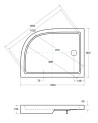 Receveur de douche SATURN asymétrique côté gauche 100x80 cm et 120x90 cm blanc