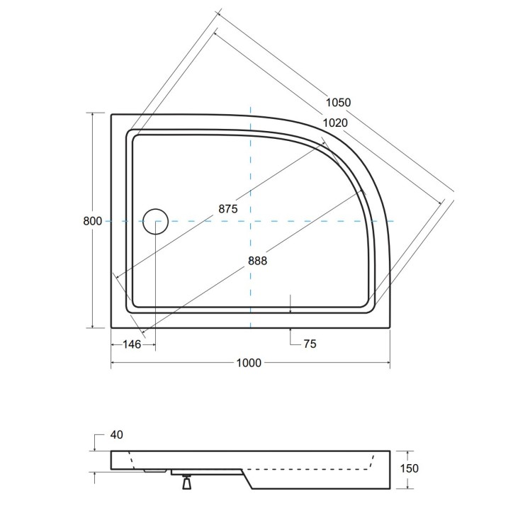 Receveur de douche SATURN asymétrique côté droit 100x80 cm et 120x90 cm blanc Receveur de douche SATURN asymétrique côté droit 100x80 cm et 120x90 cm blanc