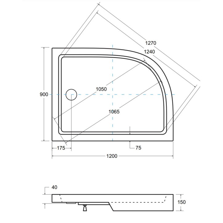 Receveur de douche SATURN asymétrique côté droit 100x80 cm et 120x90 cm blanc Receveur de douche SATURN asymétrique côté droit 100x80 cm et 120x90 cm blanc