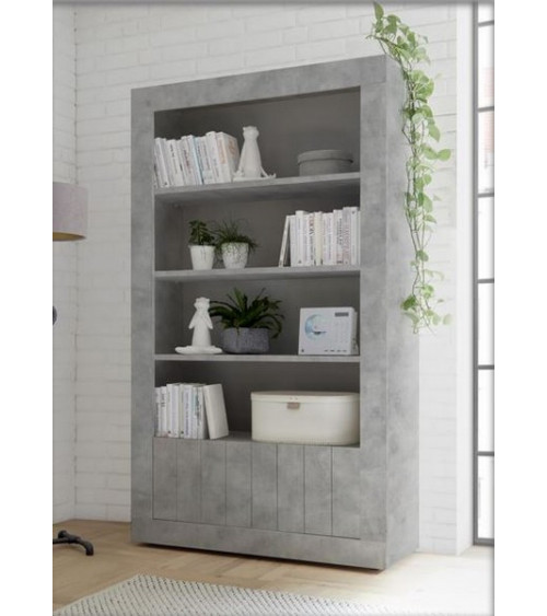 Bibliothéque SAMANTHA 2 portes 3 étageres 110x191 cm béton