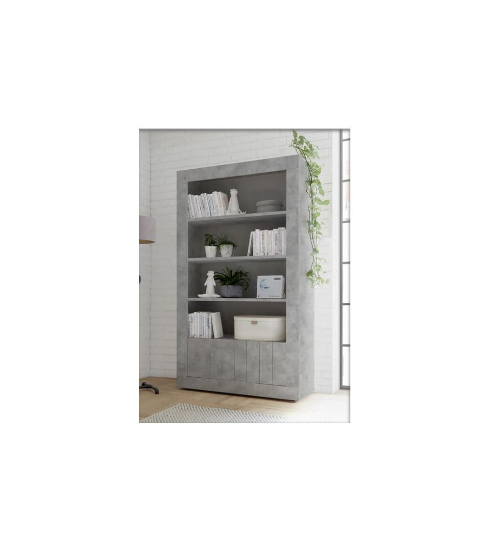 Bibliothéque SAMANTHA 2 portes 3 étageres 110x191 cm béton