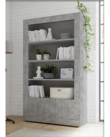 Bibliothéque SAMANTHA 2 portes 3 étageres 110x191 cm béton