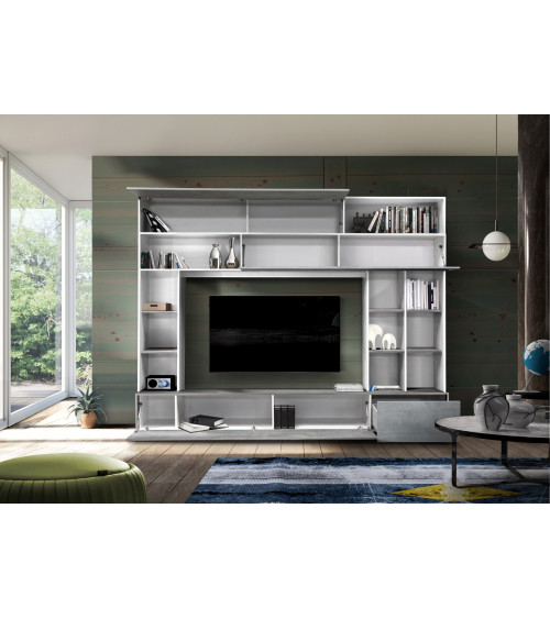 Móvel TV GEORGIO cinzento-branco 277 cm