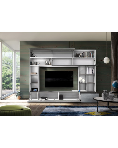 Mobile TV GEORGIO grigio-bianco 277 cm