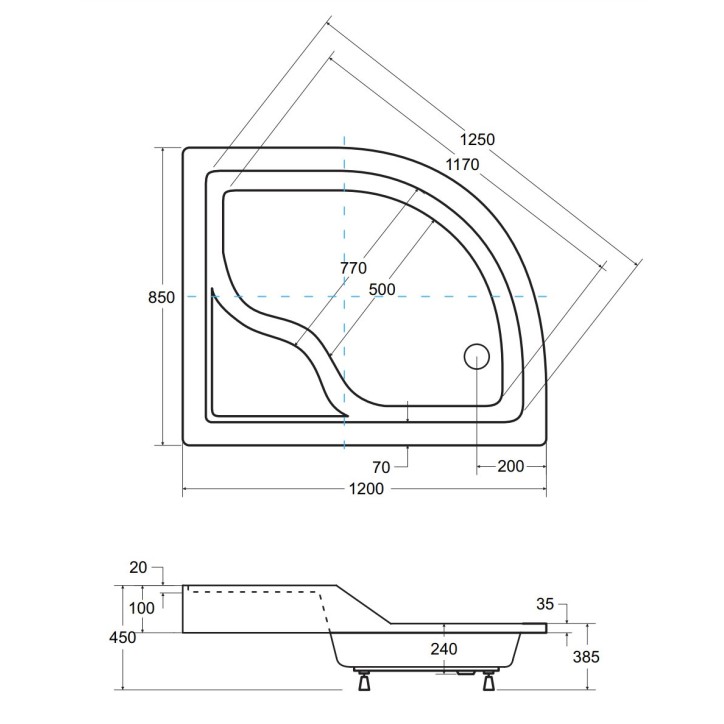 Receveur de douche MAXY asymétrique côté droit 100x80 cm et 120x85 cm blanc Receveur de douche MAXY asymétrique côté droit 100x80 cm et 120x85 cm blanc