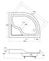 Receveur de douche MAXY asymétrique côté droit 100x80 cm et 120x85 cm blanc