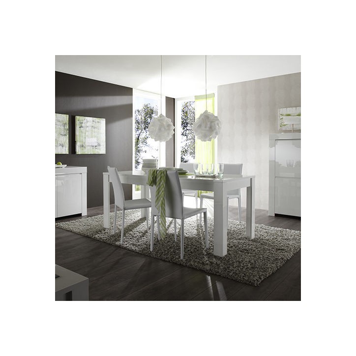 Table à manger LAZARRO 180 cm blanc laqué