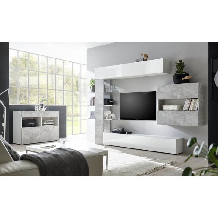 Ensemble meuble TV CELIO béton 295 cm