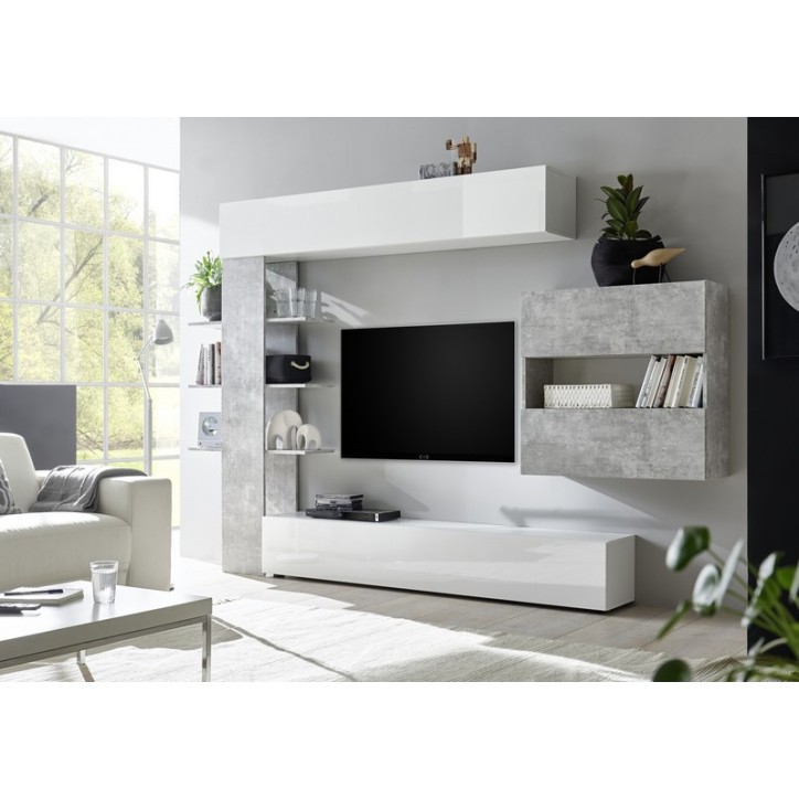 Ensemble meuble TV CELIO béton 295 cm