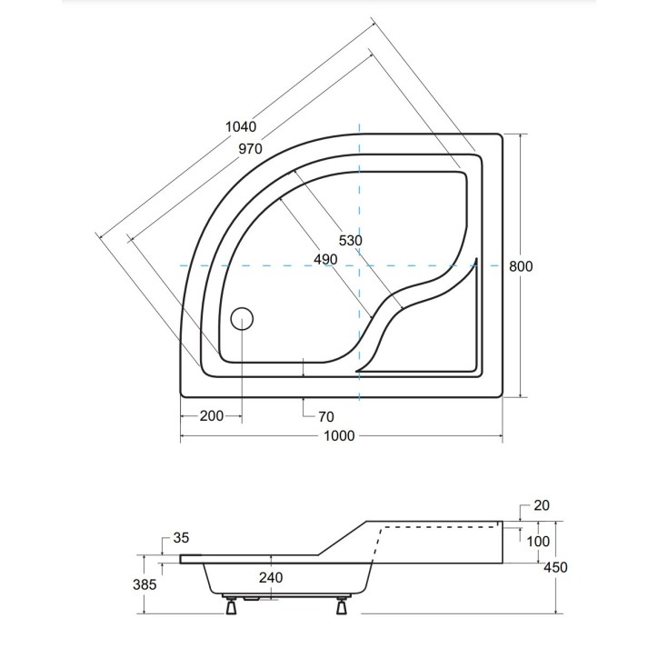 Receveur de douche MAXY asymétrique côté gauche 100x80 cm et 120x85 cm blanc Receveur de douche MAXY asymétrique côté gauche 100x80 cm et 120x85 cm blanc
