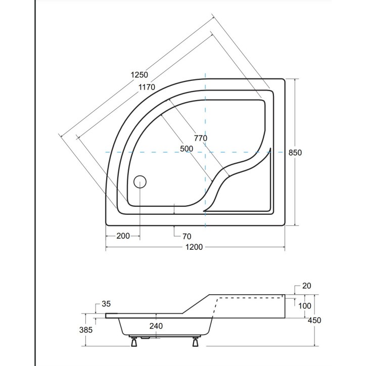 Receveur de douche MAXY asymétrique côté gauche 100x80 cm et 120x85 cm blanc Receveur de douche MAXY asymétrique côté gauche 100x80 cm et 120x85 cm blanc