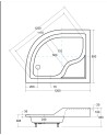 Receveur de douche MAXY asymétrique côté gauche 100x80 cm et 120x85 cm blanc