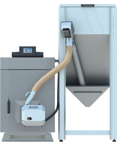Mini caldeira de pellets de 10 kW com tanque de pellets