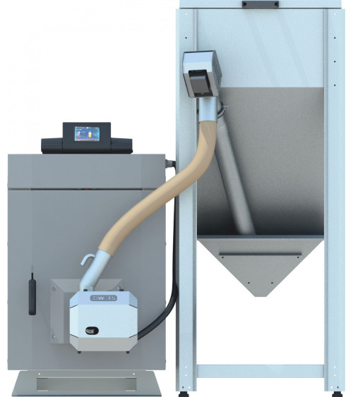 Mini caldera de pellets de 15 kW con tanque de pellets