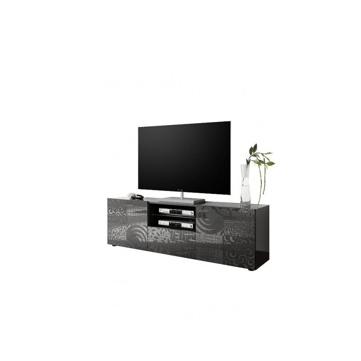 Mueble TV 2 puertas 1 cajón MIREL antracita lacado 181 cm Mueble TV 2 puertas 1 cajón MIREL antracita lacado 181 cm
