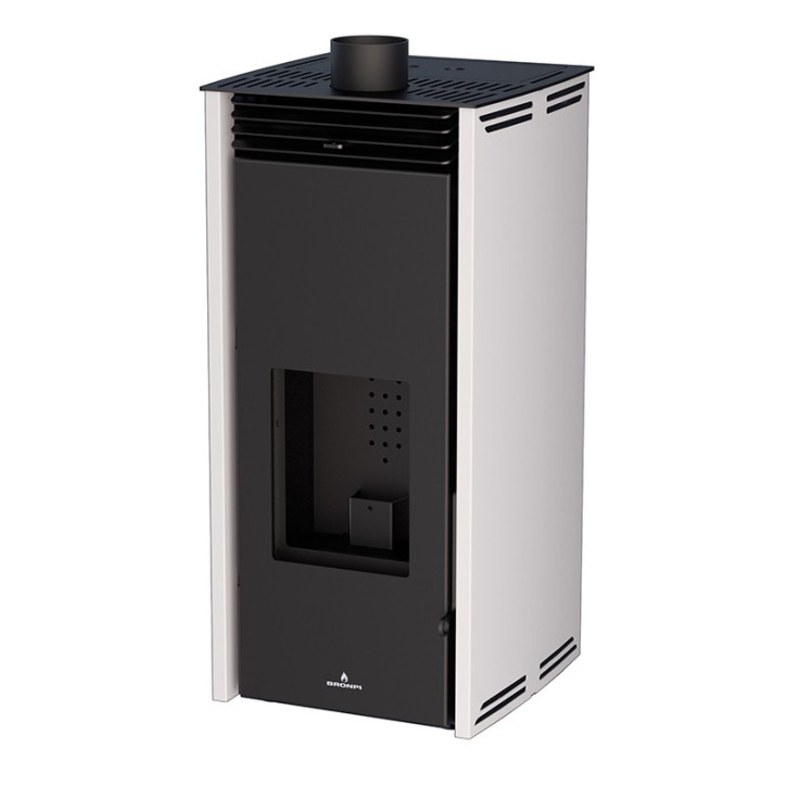Pelletkachel - ZONDER ELEKTRICITEIT - GRATIS 6 kW kleur wit