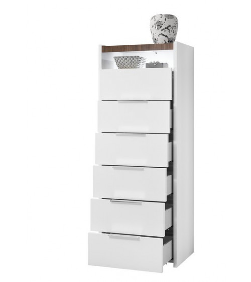 Chambre complète AMALTI blanc et chêne  lit 160x200 cm avec coffre de rangement 