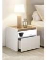 Chambre complète AMALTI blanc et chêne  lit 160x200 cm avec coffre de rangement 