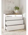 Chambre complète AMALTI blanc et chêne  lit 160x200 cm avec coffre de rangement 