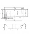 MATIK II epäsymmetrinen kylpyamme 150 tai 170 cm, VASEMMALTA