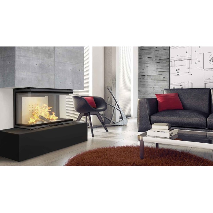 Inzethaard hout 3 glaszijden, schuifdeur, 7 kW NOLWENN