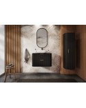 Meuble de salle de bain sous vasque avec colonne - Elégance Noir