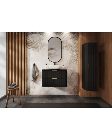 Meuble de salle de bain sous vasque avec colonne - Elégance Noir